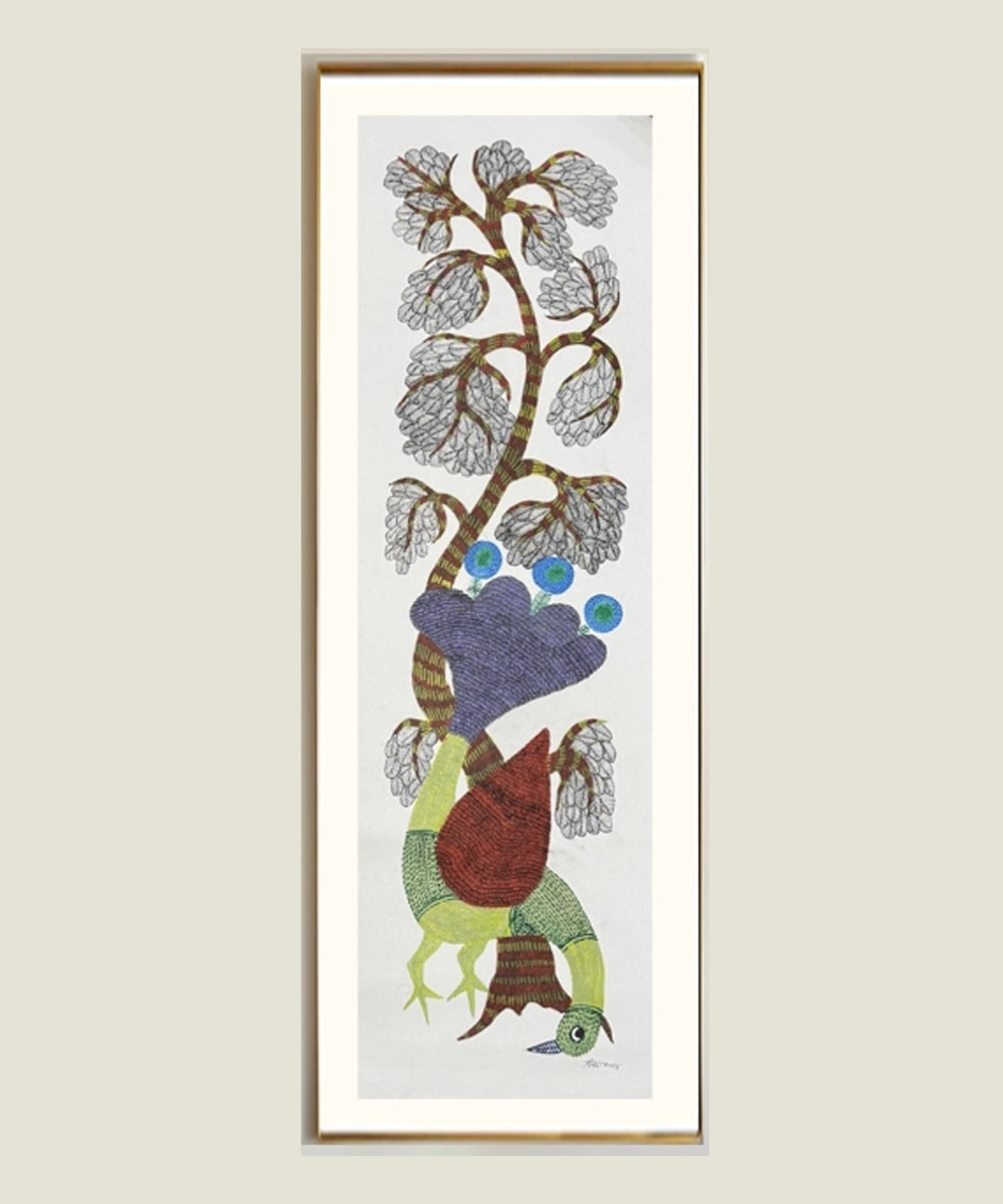 Gond Hand Painting | Peacock | 1 x 3 Feet | Unframed