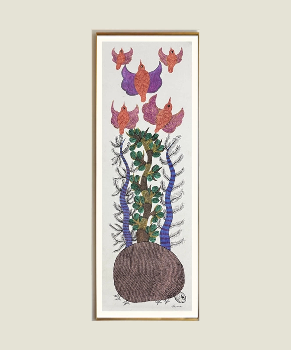 Gond Hand Painting | Turtle | 1 x 3 Feet | Unframed