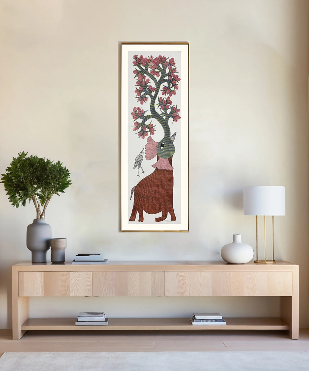Gond Hand Painting | Elephant | 1 x 3 Feet | Unframed