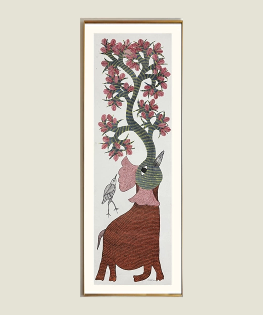 Gond Hand Painting | Elephant | 1 x 3 Feet | Unframed