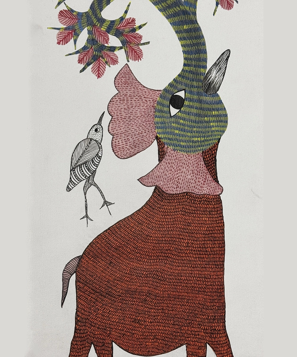 Gond Hand Painting | Elephant | 1 x 3 Feet | Unframed
