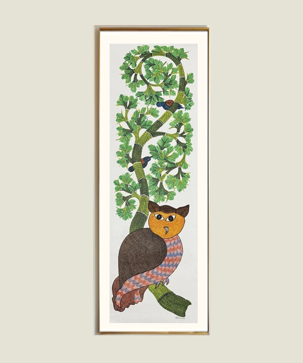 Gond Hand Painting | Owl | 1 x 3 Feet | Unframed