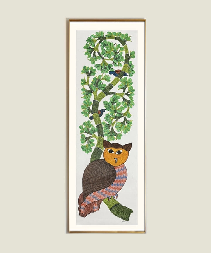 Gond Hand Painting | Owl | 1 x 3 Feet | Unframed