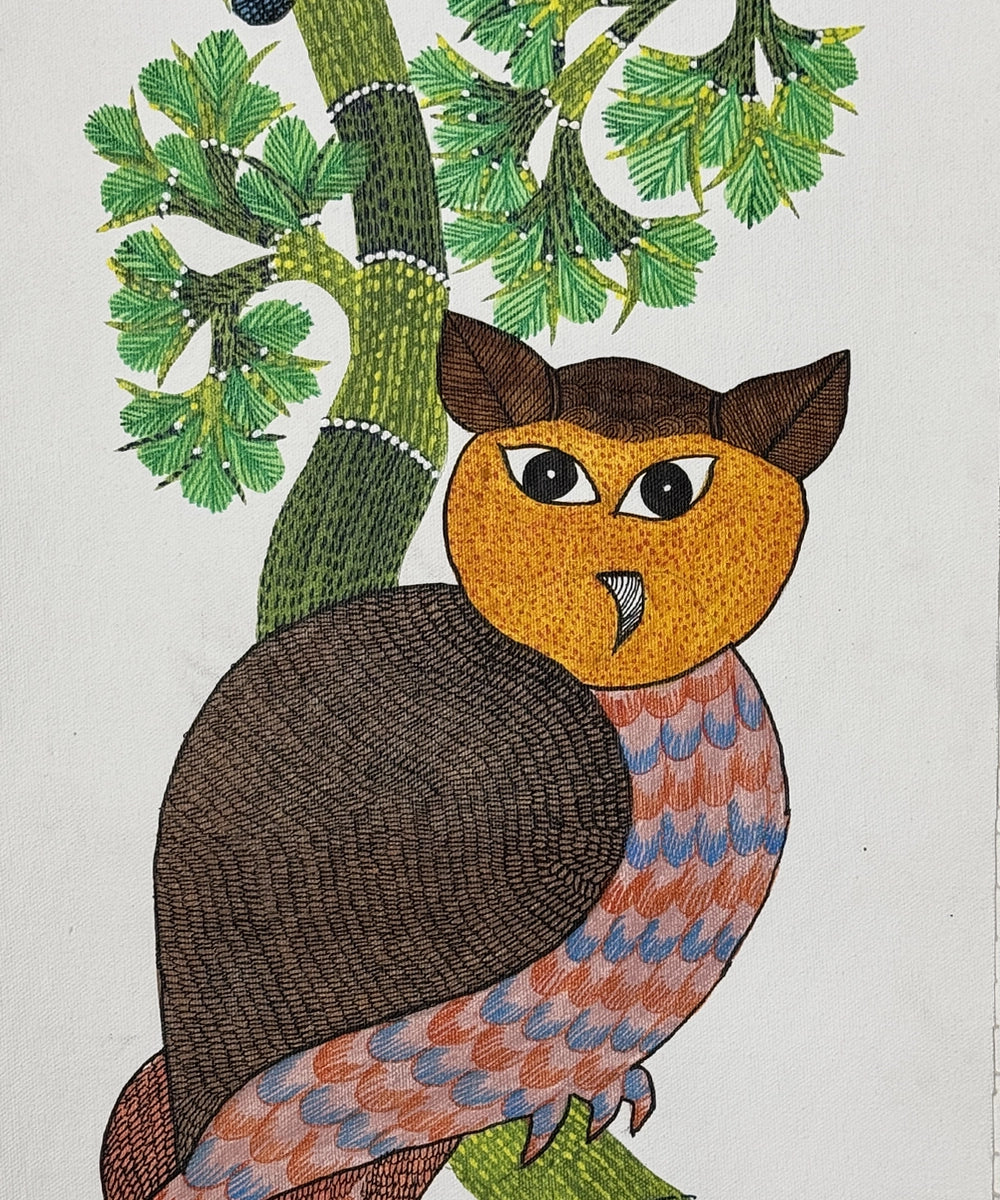 Gond Hand Painting | Owl | 1 x 3 Feet | Unframed