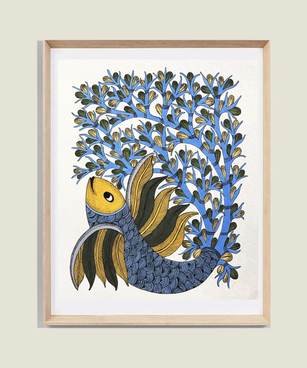 Gond Hand Painting | Fish | 11.5 x 15 Inches | Unframed