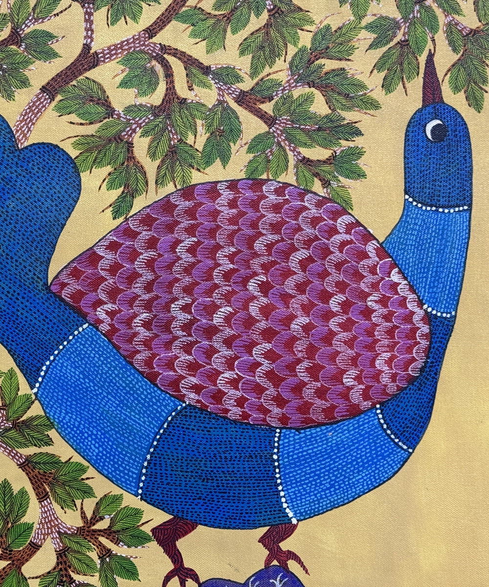 Gond Hand Painting | Bird | 2 x 3 Feet | Unframed