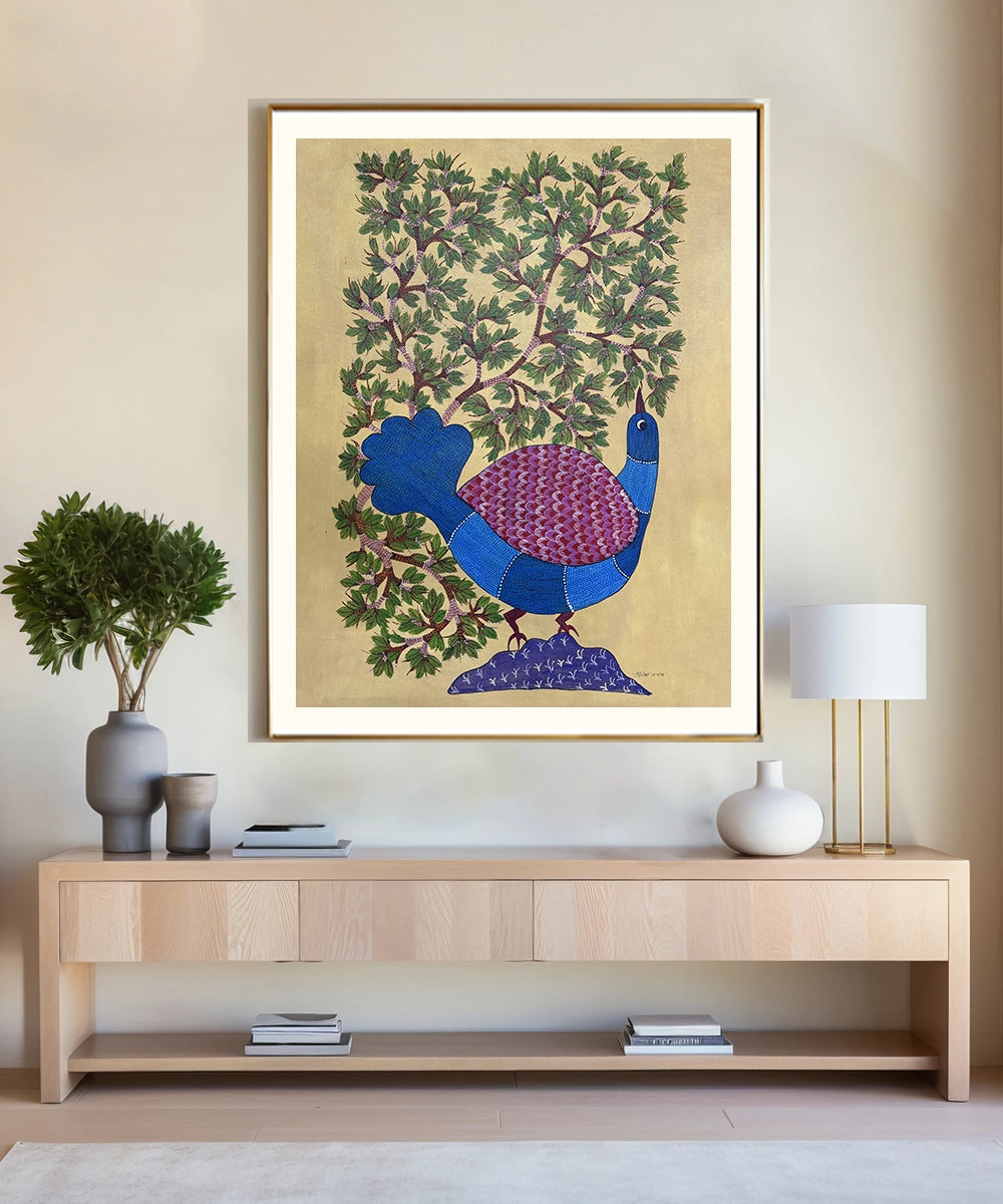 Gond Hand Painting | Bird | 2 x 3 Feet | Unframed