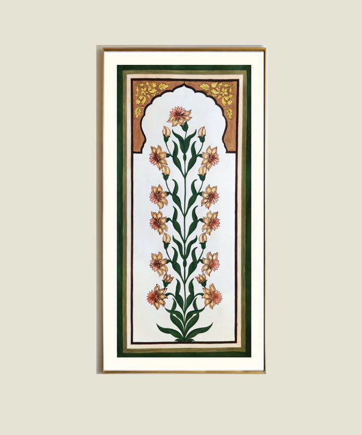 Mughal Hand Painted Paper Wall Art |  32 x 14.5 Inches | Unframed