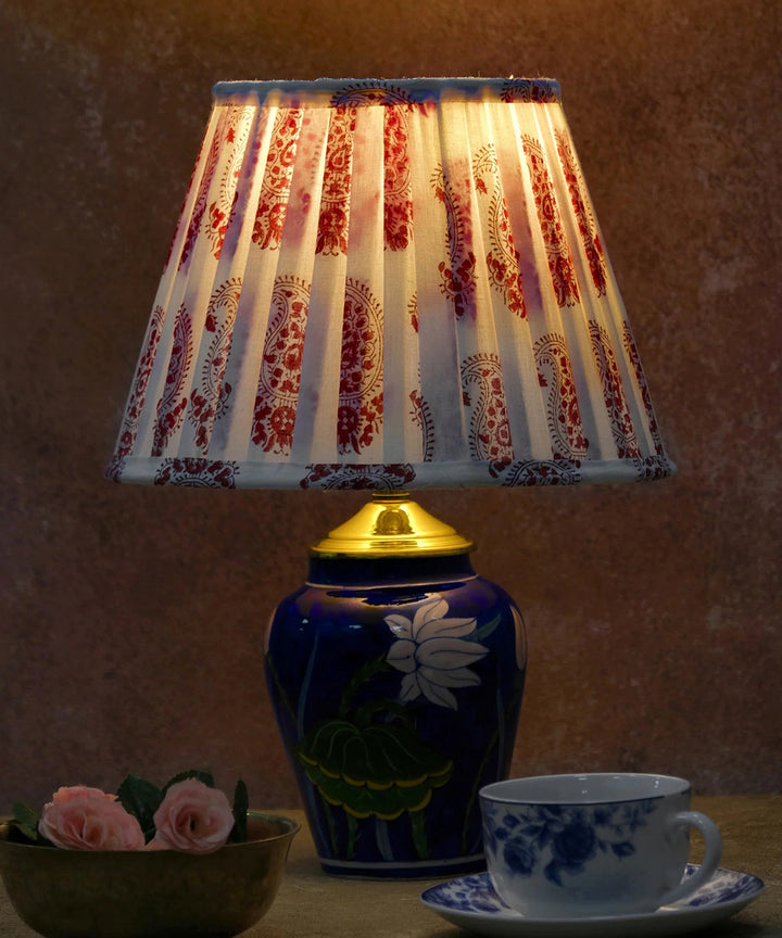 Red Paisley Block Print Pleated Empire Lampshade