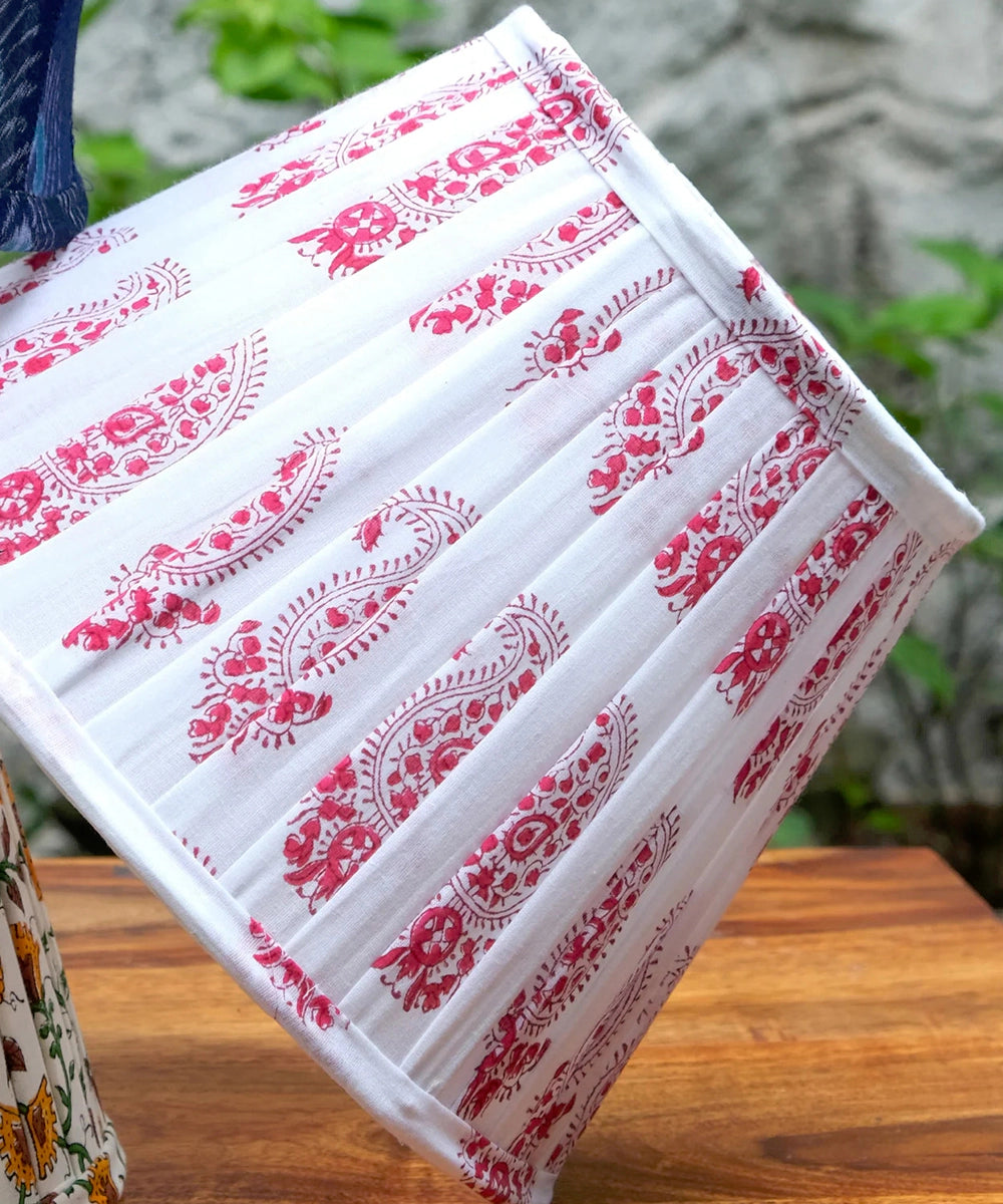 Red Paisley Block Print Pleated Empire Lampshade