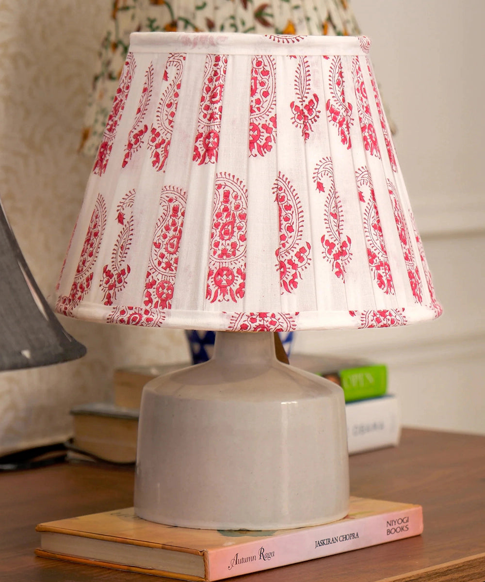 Red Paisley Block Print Pleated Empire Lampshade