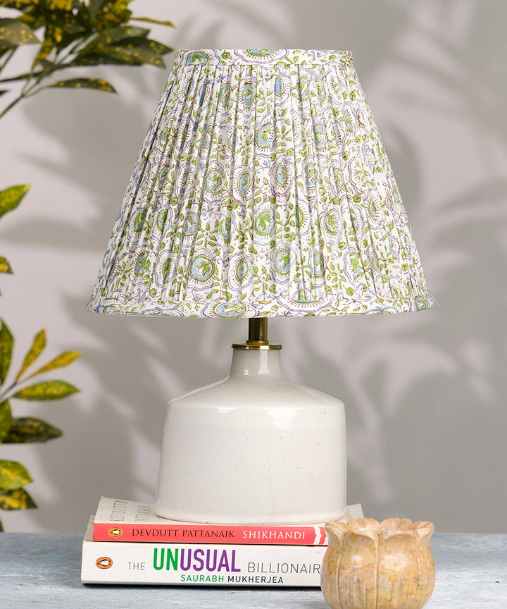 White & Green Block Print Empire Lampshade