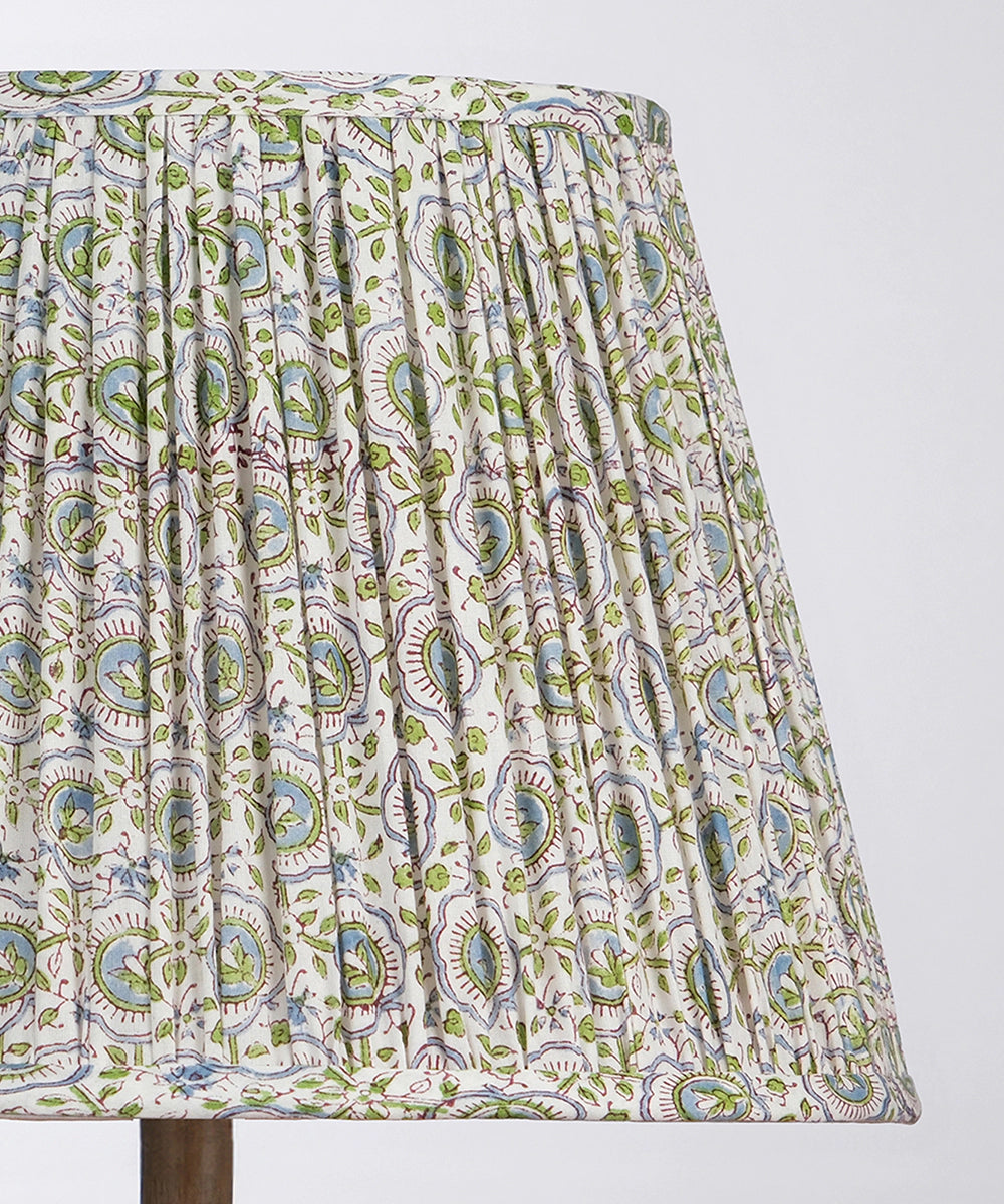 White & Green Block Print Empire Lampshade