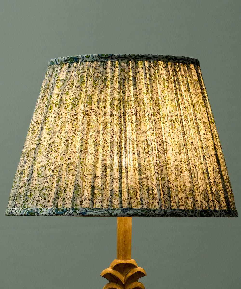 White & Green Block Print Empire Lampshade