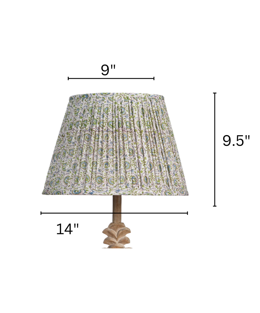 White & Green Block Print Empire Lampshade