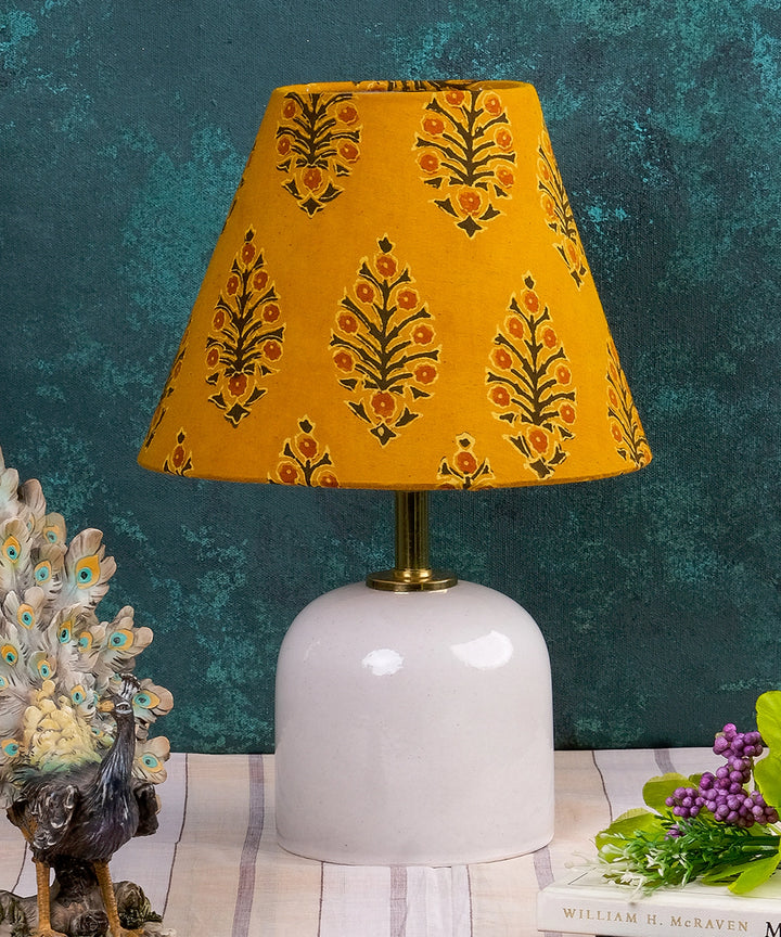 Mustard Kalamkari Cone Lampshade