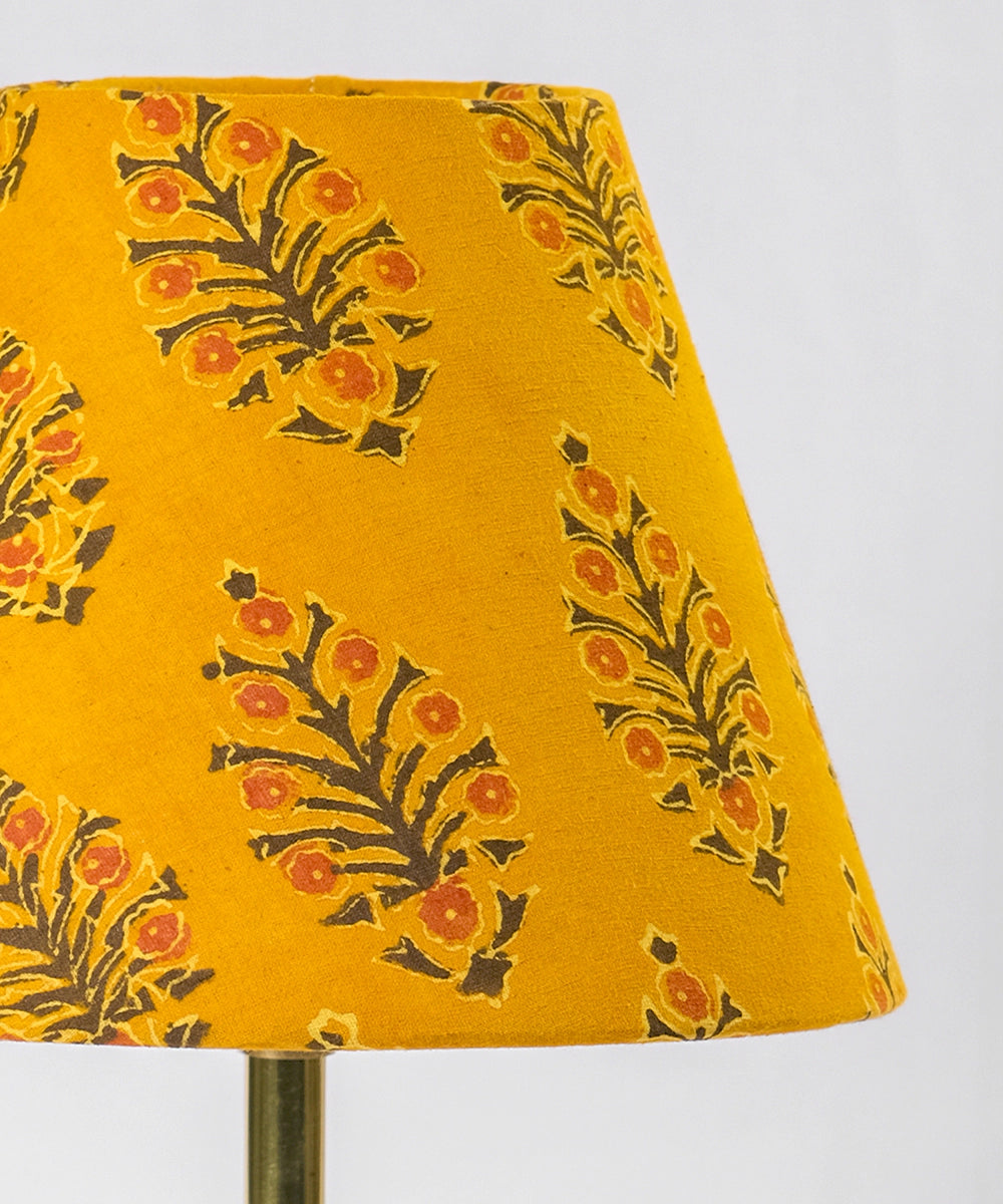 Mustard Kalamkari Cone Lampshade