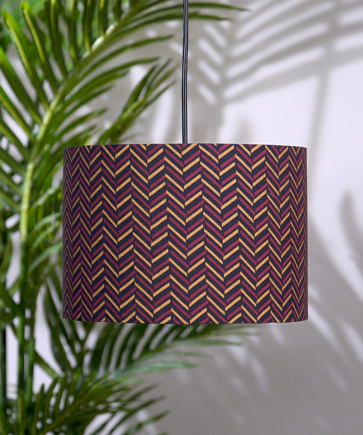 Chevron Block Print Drum Pendant Lampshade
