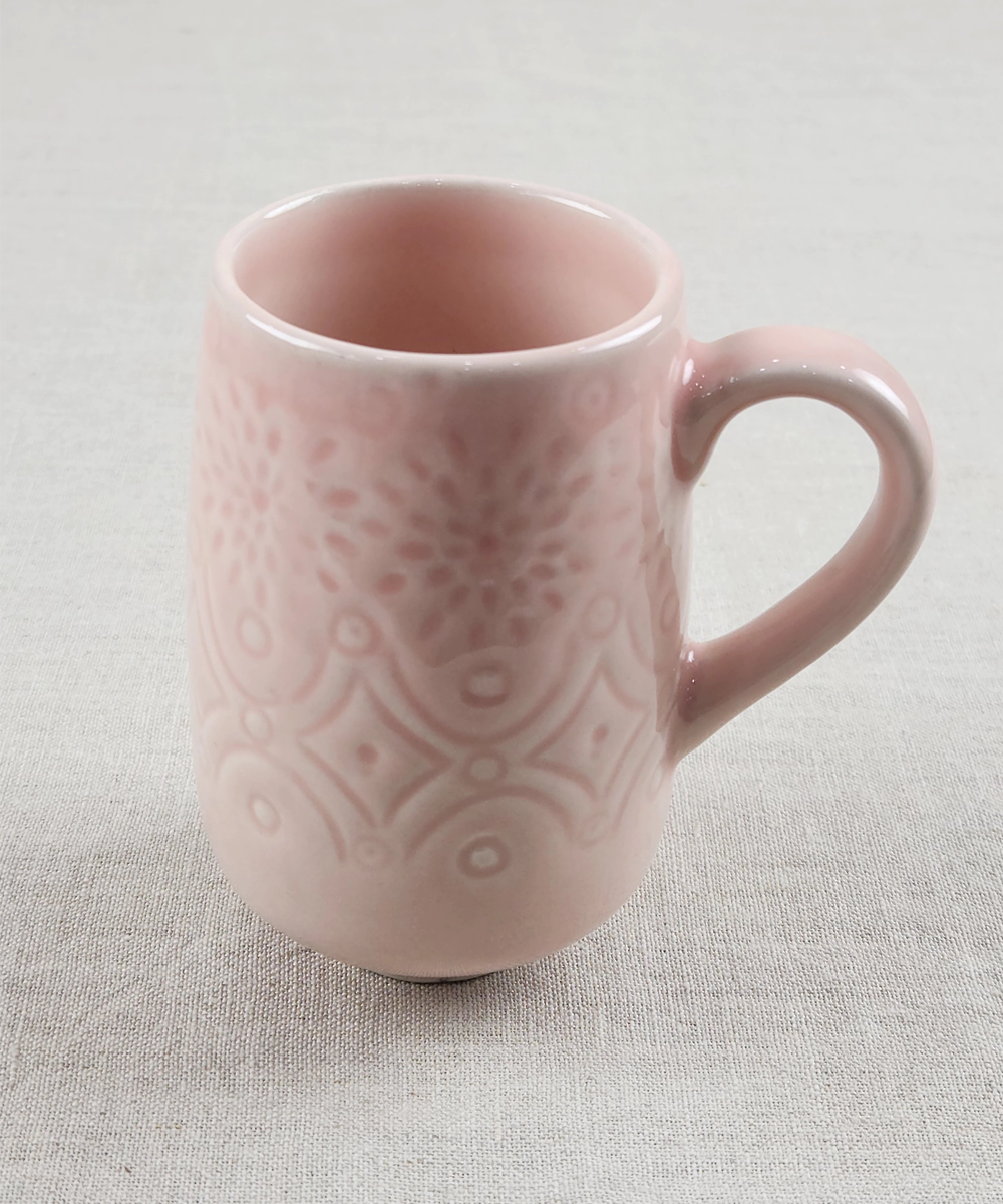 Set of 2 Pink Elongated Ceramic Coffee Mug in a Gift Box (300 ml)