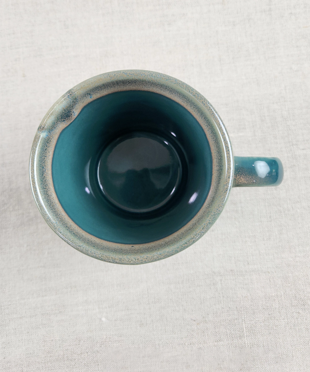 Set of 2 Teal Flower Shaded Ceramic Coffee Mug in a Gift Box (300 ml)