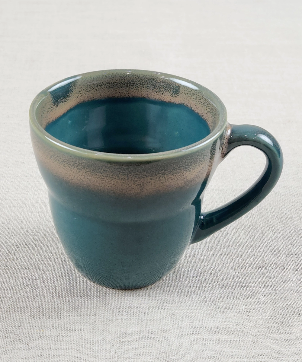 Set of 2 Teal Glazed Ceramic Coffee Mug in a Gift Box (250 ml)