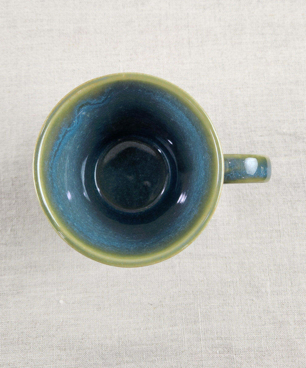 Set of 2 Medium Blue Vertical Line Ceramic Coffee Mug in a Gift Box (300 ml)