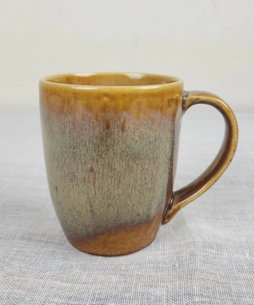 Set of 2 pcs Glazed Shaded Brown Ceramic Coffee Mug in a Gift Box (300 ml)