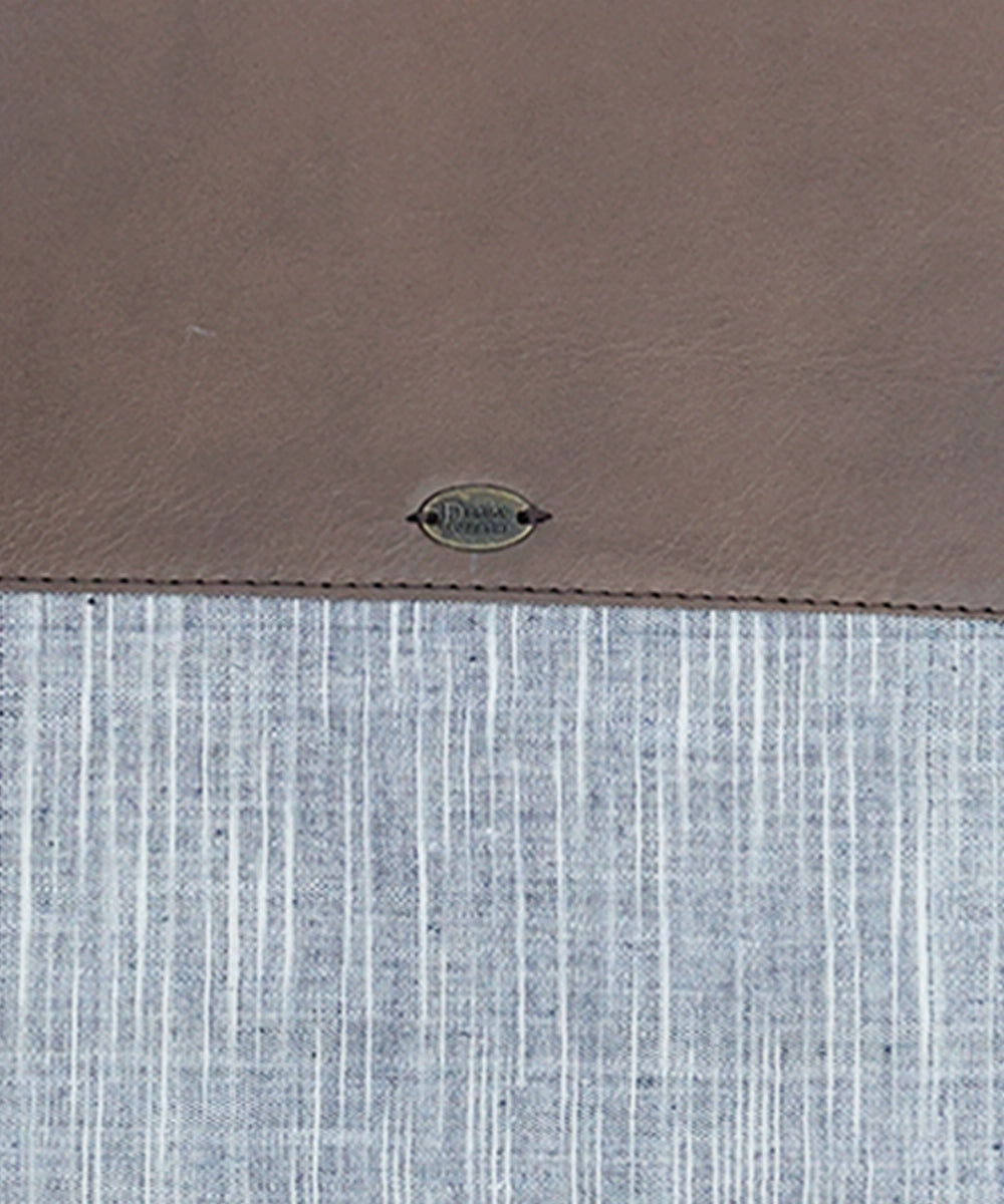 Striped Handloom with Pure Leather Zipper Closure Handcrafted Laptop Sleeve