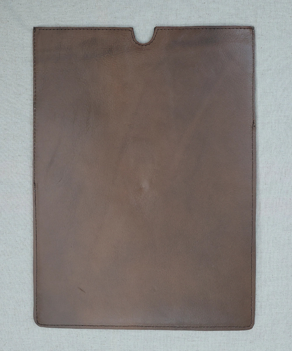 Everyday Grey Handloom with Pure Leather Slip on Laptop Case