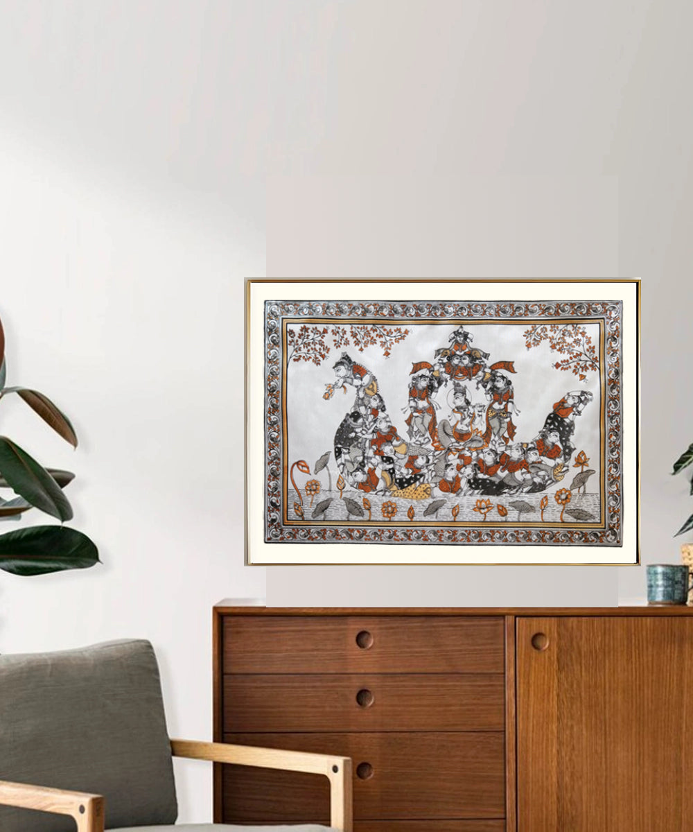 Pattachitra Hand Painted Wall Art on Cloth |  16 x 11.5 Inches | Unframed