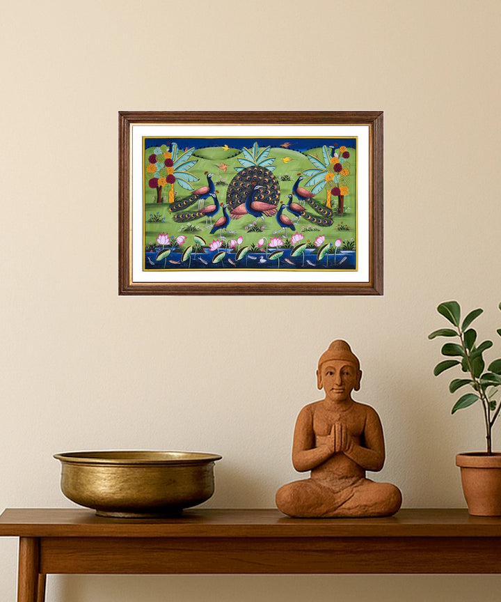 Buy Dancing Peacocks pichwai  Hand painting online