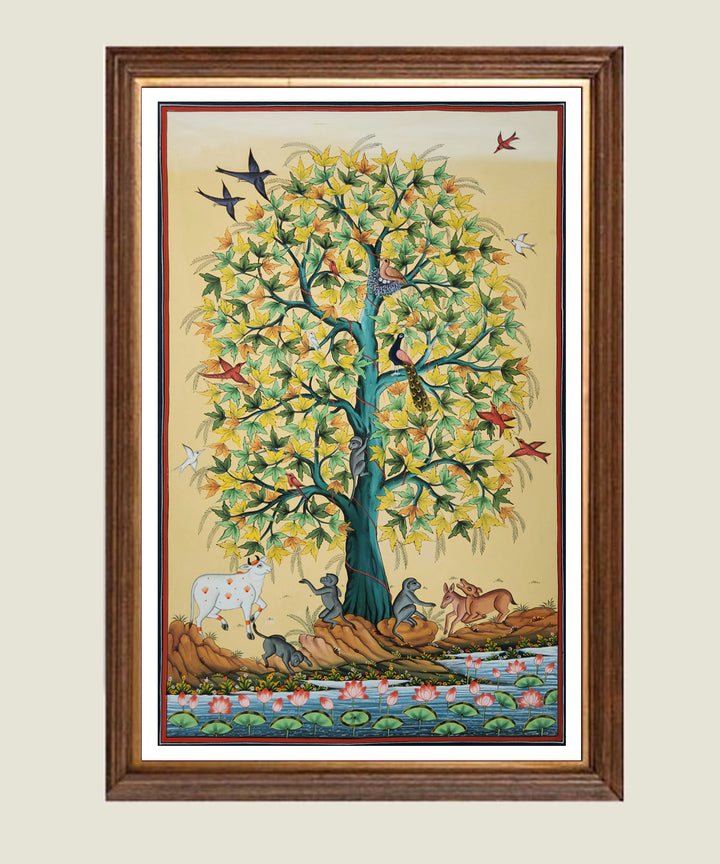 Tree of Life Hand Painted Wall Art On Cloth | 21x33 Feet | Unframed
