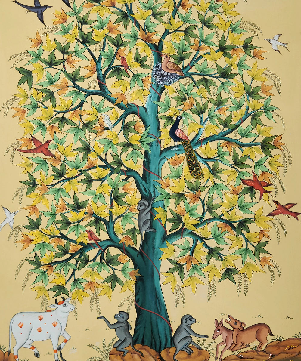 Tree of Life Hand Painted Wall Art On Cloth | 21x33 Feet | Unframed