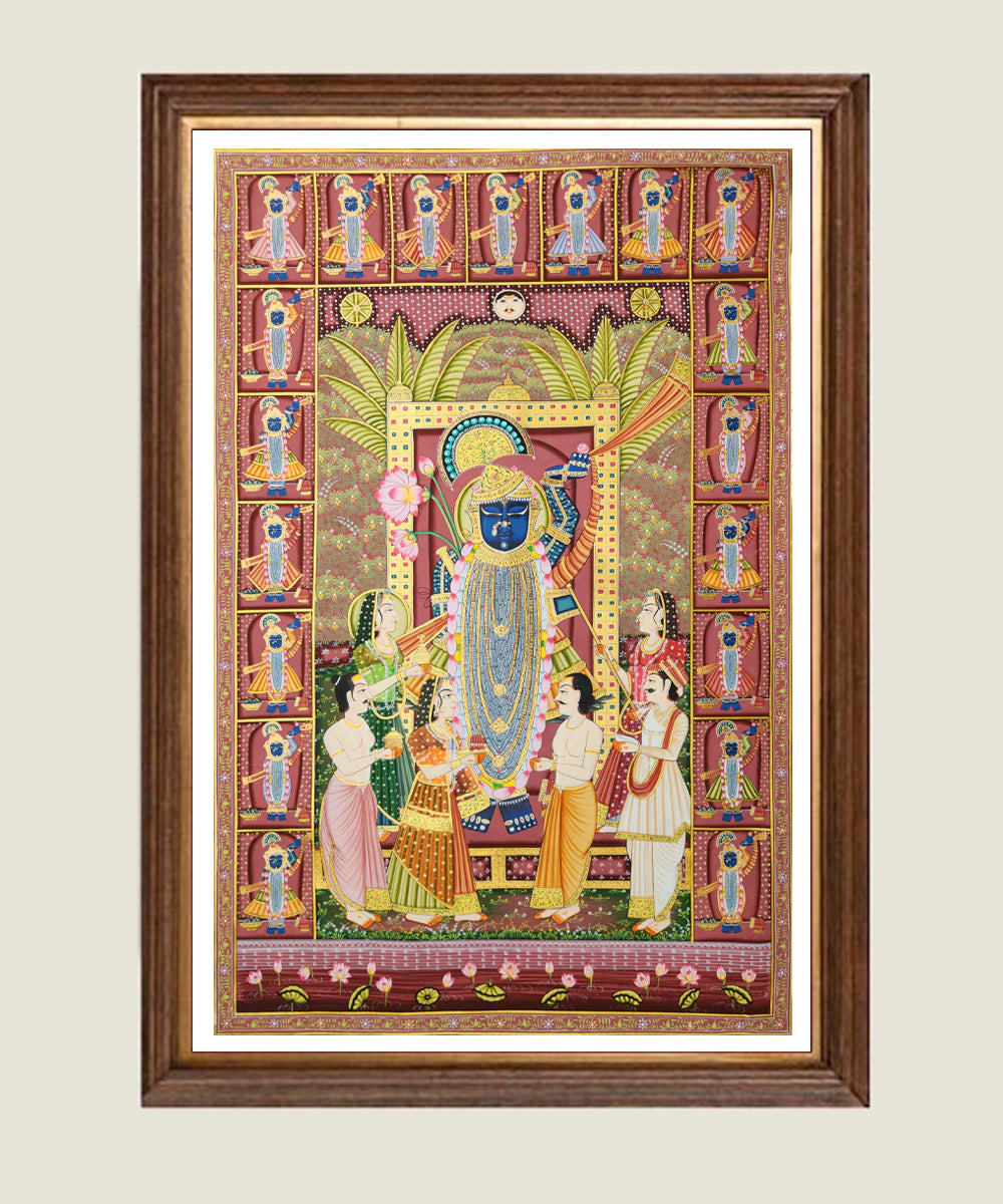 Shrinath ji Darshan Pichwai Hand Painting On Cloth | 2x3 Feet | Unframed