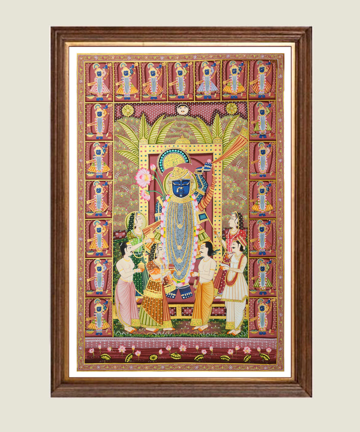 Shrinath ji Darshan Pichwai Hand Painting On Cloth | 2x3 Feet | Unframed