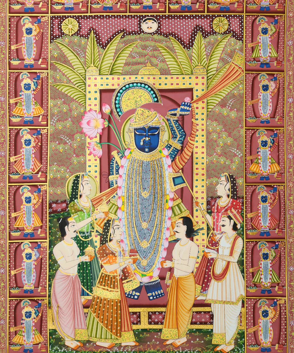 Shrinath ji Darshan Pichwai Hand Painting On Cloth | 2x3 Feet | Unframed