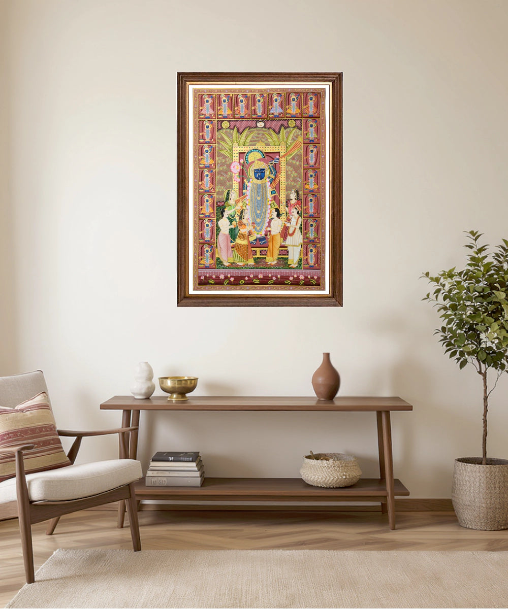 Shrinath ji Darshan Pichwai Hand Painting On Cloth | 2x3 Feet | Unframed