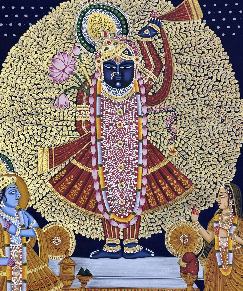 Pichwai Hand Painting On Cloth| Shrinath | 2x3 Feet | Unframmed