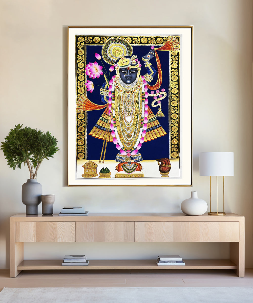 Pichwai Hand Painting On Cloth | Shrinath ji | 2x3 Feet | Unframed