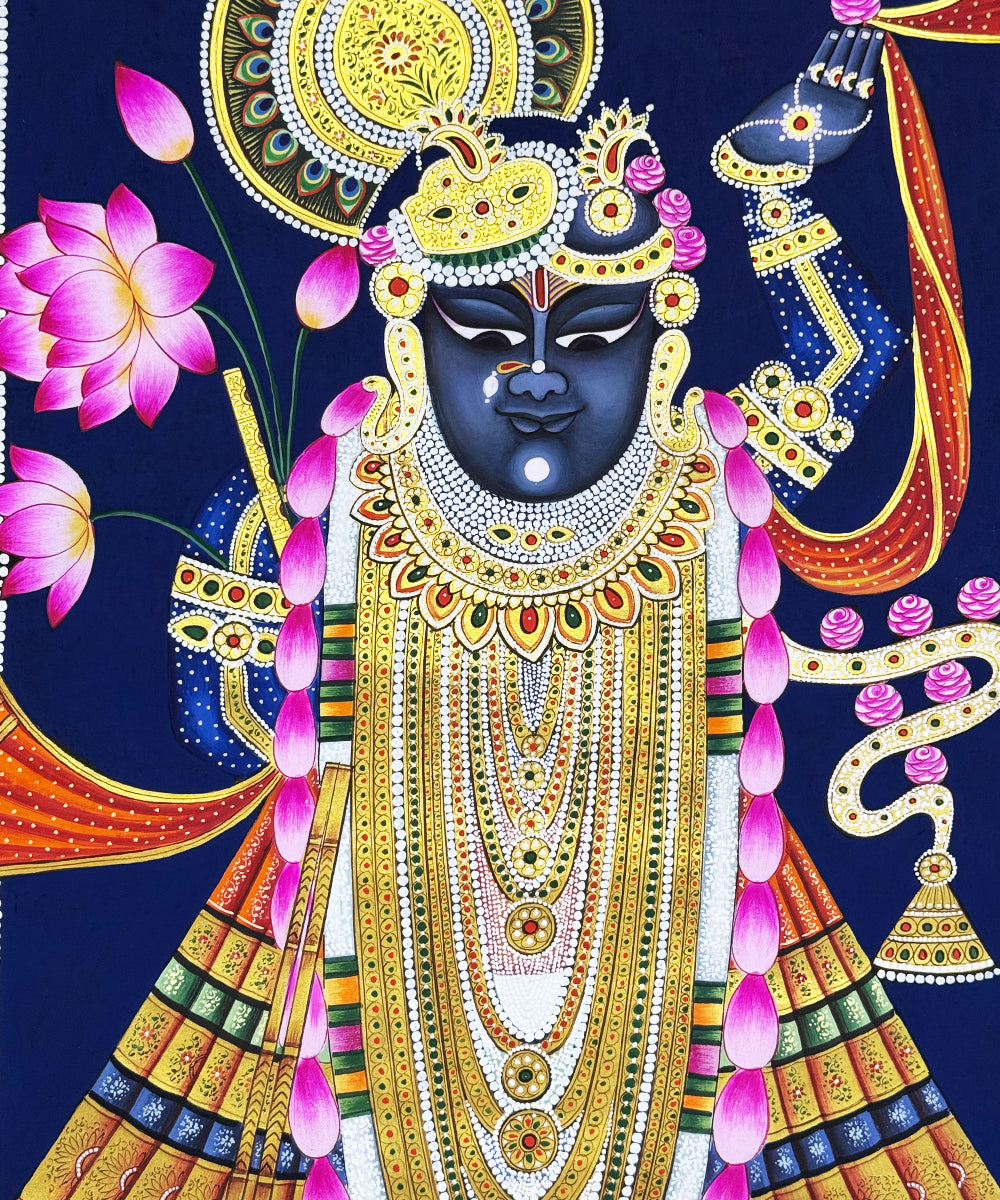 Pichwai Hand Painting On Cloth | Shrinath ji | 2x3 Feet | Unframed