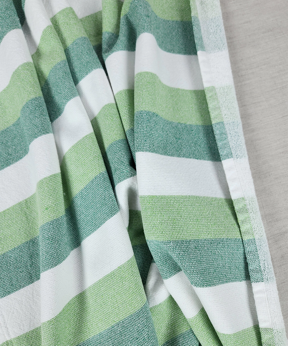 Sage Garden Yarn-Dyed Striped Bath Towel with Tassels | Lightweight Terry