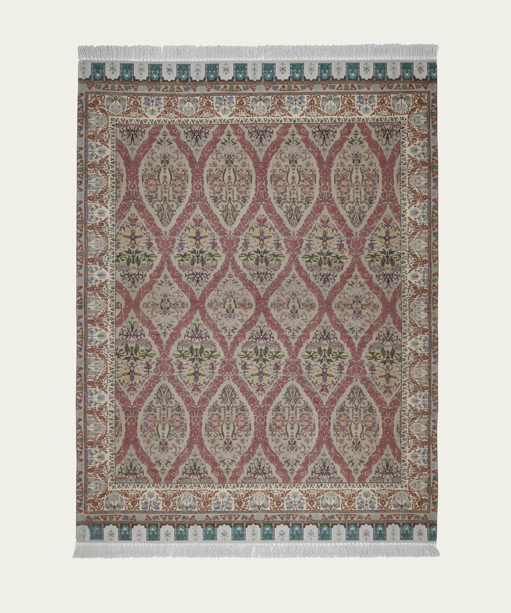 5x7 Feet Printed Rug | Maroon & Beige | Cotton