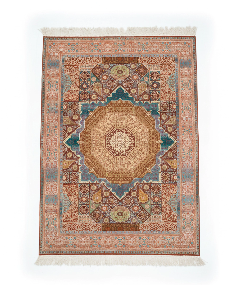 Orange Turq Cotton - Digital Printed Rug