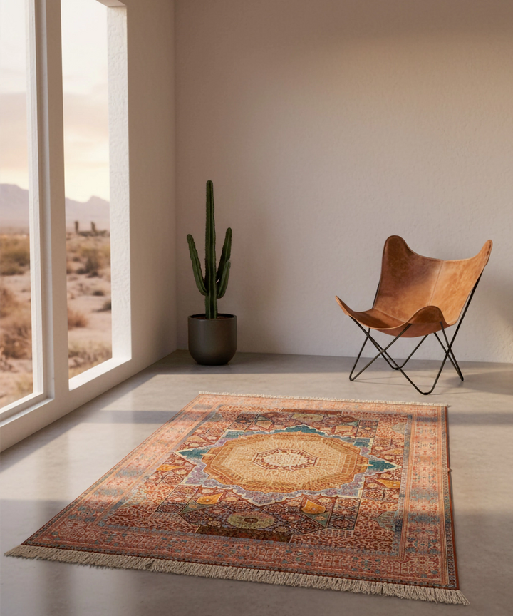 Orange Turq Cotton - Digital Printed Rug