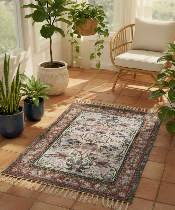 Dull Brown Cotton - Digital Printed Rug