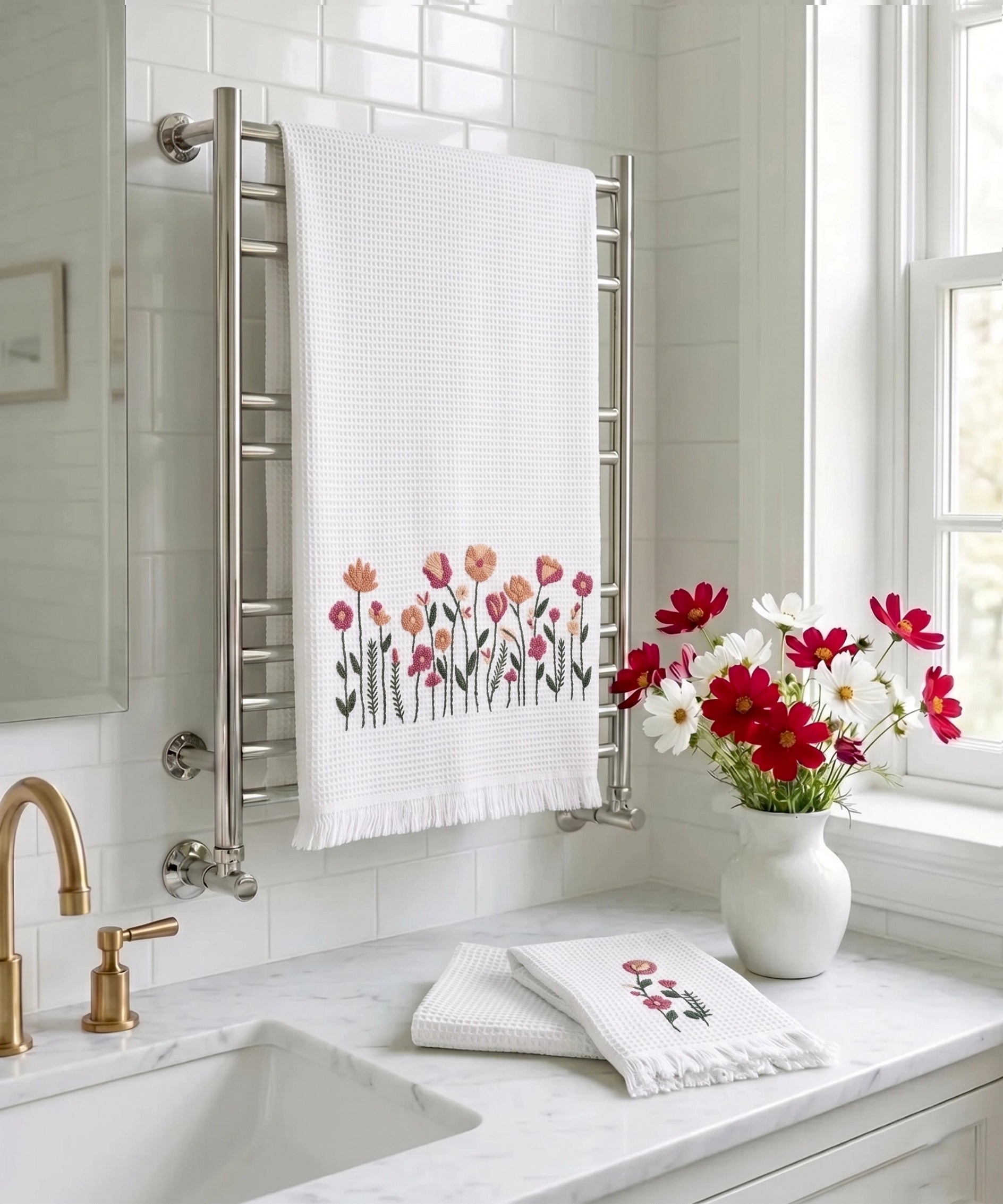 Buy premium embroidered bathroom towel set online