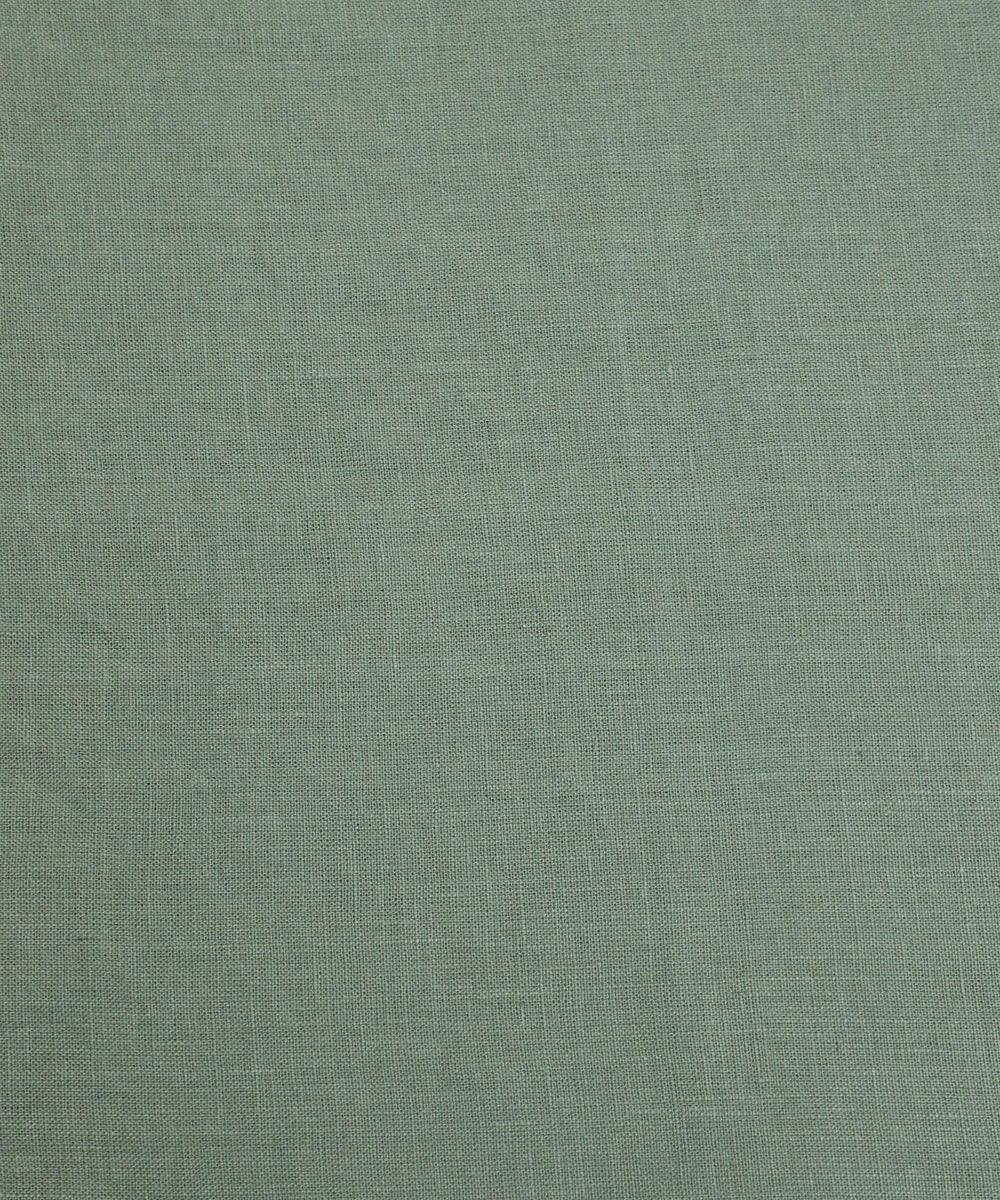 Moss Green Linen Blend Solid Table Cloth with Faggoting  (60" x 90")