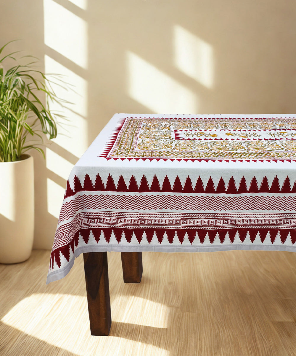 Buy 6 Seater Hand Block Printed  Cotton Table Cloth