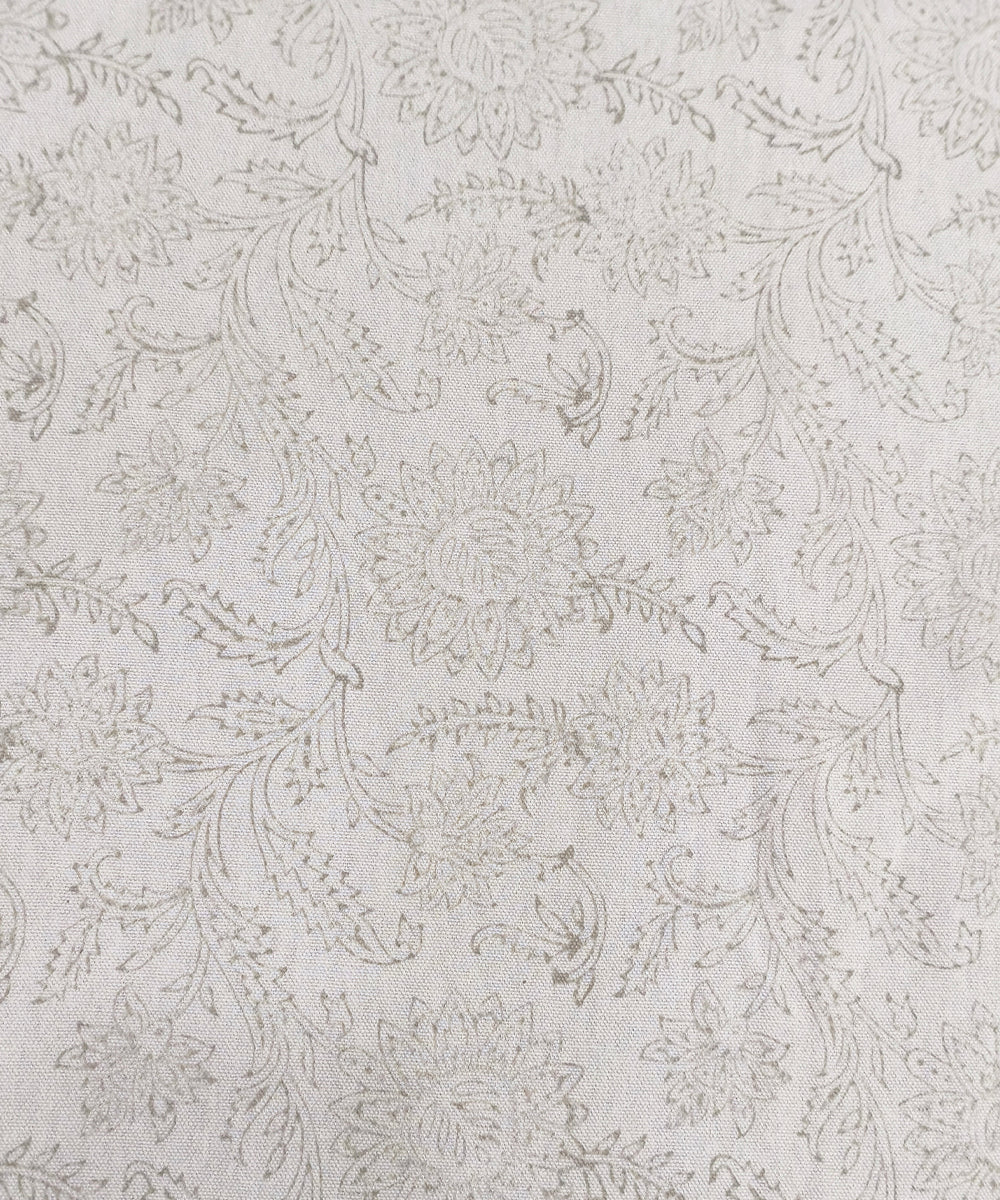 6 Seater Hand Block Printed Off white, Grey & Pink Cotton Table Cloth