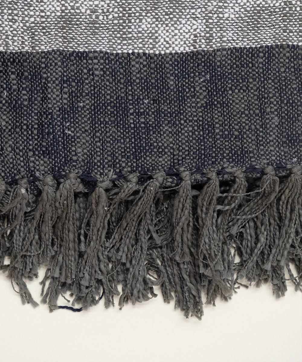 Charcoal & Cream Cotton Yarn Dye Handwoven Throw